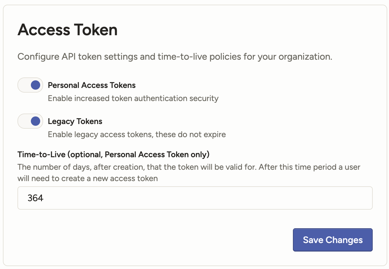 Screenshot of Access Token window